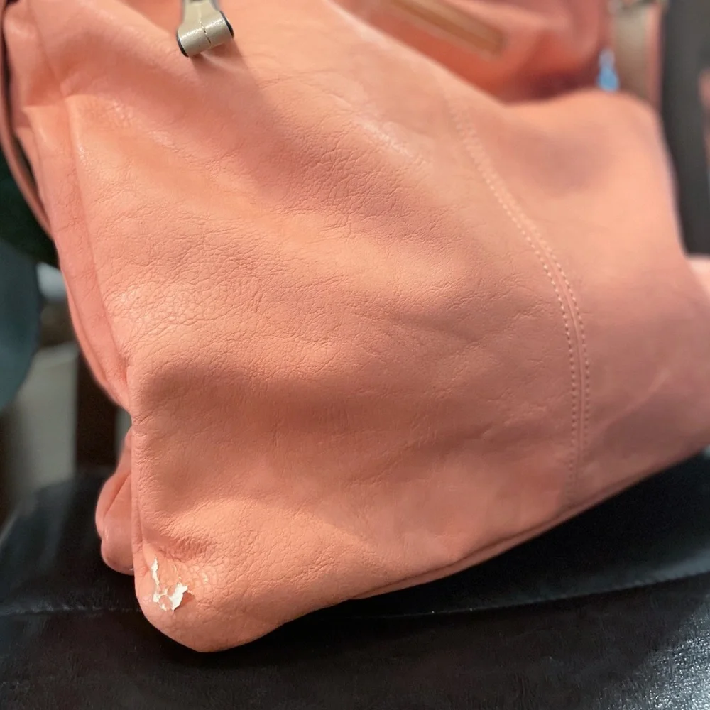 Vegan Leather | Slouchy Colorblock Tote Bag with Top Handle & Crossbody Strap - Picture 9 of 9